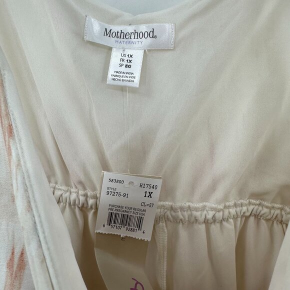 Motherhood Maternity 1X Tie Dye Maxi Dress White Red Layered Party Casual Long - Picture 6 of 9